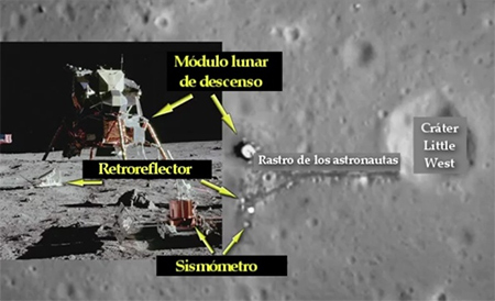 rastro del astronauta sobre la luna